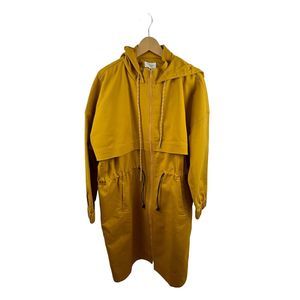 Who What Wear Womens Penny Parka Yellow 1X Cotton Blend Hooded Water Resistant